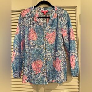 Lilly Pulitzer Blue and Pink Patterned Top